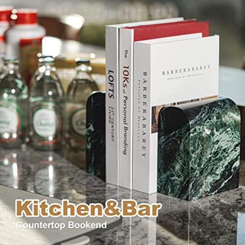 Koville Italian Natural Marble Bookends for Shelves, 13LBS Ultra Non-Slip Book Ends, Heavy Duty Marble Book Holders Organizer, Bookshelf Apartment Decor for Movies/CDs/Video Games(Verde Remeggiato) - Image 6