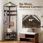HOMCOM Corner Hall Tree, 4-Tier Coat Rack with Shoe Storage, Rustic Brown - Image 4