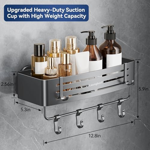 Rectangle Shower Caddy Suction Cup, Gray (2 Pack) - Image 2