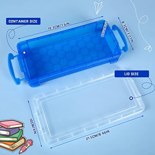 Crtiin 12 Pack Clear Pencil Box Stackable Case, Red, Green, Blue, Purple - Image 3