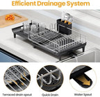 TOOLF Expandable Dish Drying Rack for Kitchen Counter, Black - Image 5