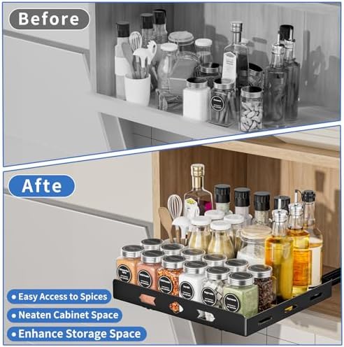BOIVSHI Pull Out Spice Rack for Cabinet, 12.6" Wx10.5 Dx2.8 H - Image 2