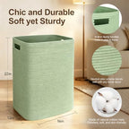 MEGASKET Large Laundry Hamper 16"x13"x22" - Tall Woven Baby Laundry Basket, Decorative Cotton Rope Dirty Clothes Hamper Bin, Green Room Decor, Bedroom Bathroom Aesthetic, Soft Green Hamper, 75L - Image 2