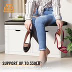40" Shoe Storage Bench with 2 Flip Drawers & Padded Seat Cushion, Shoe Cabinet with Lift Top Storage Box, Shoe Bench Shoe Organizer for Entryway, Hallway, Living Room, White - Image 4