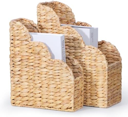 BROWNLILY Water Hyacinth Magazine Holders, Set of 2 (Large & Small) by BROWNLILY