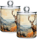 Vnurnrn Qtip Cotton Ball Holder Dispenser with Lid Autumn Forest Deer Print, Plastic Jars Bathroom Canisters Storage Organizer 4 Pack by Unknown