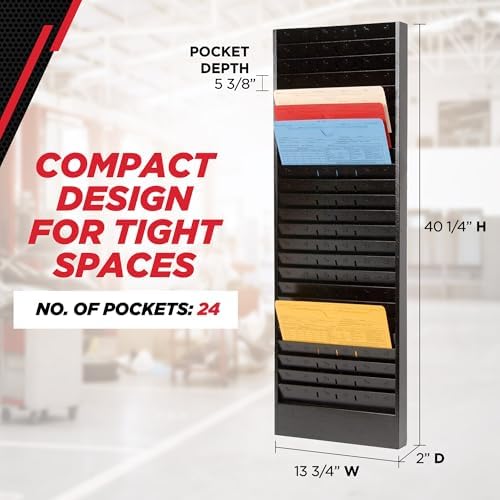 CHAMP Repair Order Rack 24-Pocket Wall Mount Organizer, Black - Image 4