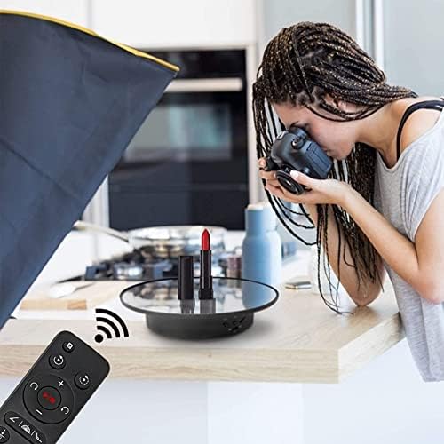 7.9" Mirror Motorized Rotating Display Stand Turntable with Remote & Battery Operated 17.6 LB,Photography Turntable Rotating Platform Lazy Susan (Black) - Image 7