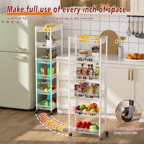 Golpart Basket Shelves Closet Rack with Wheels Metal Pantry Wire Shelf Unit - Image 4