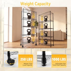 Whitmor 5-Tier Heavy Duty Shelving Unit, Metal Adjustable Storage Shelves, 1000 lbs Capacity for Pantry, Kitchen, Closet, Laundry, 29.6" L x 13.7" W x 59.4" H, Black - Image 4