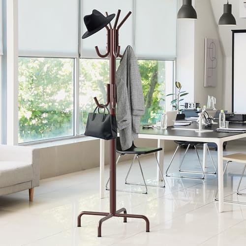 Simple Houseware Standing Coat/Hat Hanger Organizer Rack, 12 Hooks, Bronze - Image 5