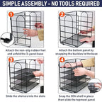 Desk Organizer Tray, Letter Tray in Black Metal Mesh for Organizing Files, Papers, Bills, Folders, Letters, and Binders. Desktop Paper Rack for Home, Office, or School (5 Tier - New) - Image 6