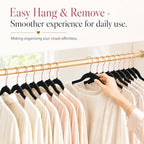 Smartor Black Velvet Hangers 50 Pack, Non Slip Rose Gold Hook Felt Hangers - Image 5
