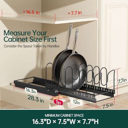 PanPanPal Pull Out Pots and Pans Organizer Under Cabinet, 1 Pack 8 Dividers - Image 2