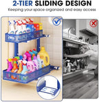 Under Sink Organizer, 2-Tier Pull-Out Cabinet Storage Shelf, Dark Blue - Image 4