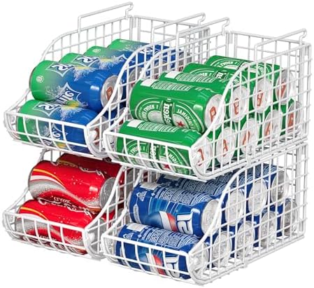 Sonyabecca 4-Pack Stackable Can Rack Organizer for Kitchen Pantry，White by Sonyabecca