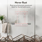 Over the Door Shower Caddy Hanging With Double Soap Holder Never Rust Aluminum Shower Shelf With 4 Hooks Hanging Bathroom Organizer No Drilling Shelves for Bathroom Storage Pink - Image 4