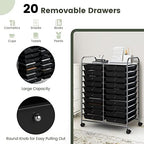 COSTWAY 20-Drawer Rolling Storage Cart, Utility Storage Organizer Cart - Image 4