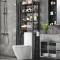 Over-The-Toilet Storage Rack, 4-Tier Bathroom Organizer Shelf Over Toilet with Adjustable Shelf and Basket, Freestanding Space Saver Bathroom Shelves Above Toilet for Room (Pure Black) by SalakitaHome