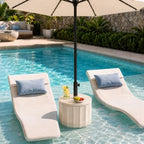 Umbrella Side Table with Hole, Weighted Umbrella Base, Beige - Image 5