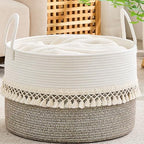 KAKAMAY Large Blanket Basket with Handles, Storage Basket for Living Room by KAKAMAY