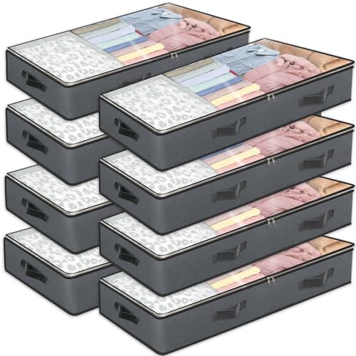 BiCINE 8 Pack Under Bed Storage, 90L Foldable Closet Containers Organizers by BiCINE