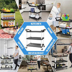 Utility Carts with Wheels, Rolling Kitchen Cart, 3 Tier Cart, Food Service Cart, Restaurant Kitchen Cart, Plastic Heavy Duty Cart for Office Business, 510lbs 16.9" D x 31.5" W x 37.8" H - Image 2
