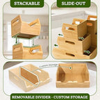 HOMESTEAD 3-Tier Bamboo Pantry Storage Bins – Stackable Potato & Onion Storage Bin with Handles, Fruit Basket & Produce Organizer for Kitchen Countertop, Pantry Organization, Set of 5 - Image 4