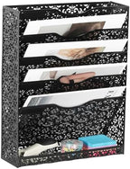 EasyPAG Desk File Organizer Heavy Duty Metal Wall Mount File Holder 5 Tier Mail Paper Folder Holder with Bottom Tray for Office Home Cubicle Countertop, Black by EasyPAG