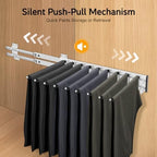 9 Arms Steel Slide Out Pants Rack Closet Pants Hanger Bar Pull Out Trousers Rack Tie Belts Scarf Racks, Wardrobe Clothes Organizers Rail Pull Out Closet Storage Rod-(Right Side Mounts) - Image 5