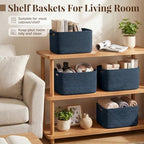 OIASKET 4Packs Natural Cotton Rope Storage Baskets for Organizing Toys, Clothes, Towels & Books, Soft Versatile Organizers for Shelves, Home Decorative Bins, 13''Lx9''Wx7.8''H, Blue - Image 6