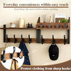 ZOCONE 29" Wood Coat Rack Wall Mount with Shelf, Separable Coat and Key Holder Wall Mount, Entryway Coat Rack with Carbon Steel Fixing Rod for Greater Load-Bearing and Stability, Living Room,Bedroom - Image 5