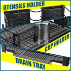 Simple Houseware Dish Drying Rack, Black - Image 3