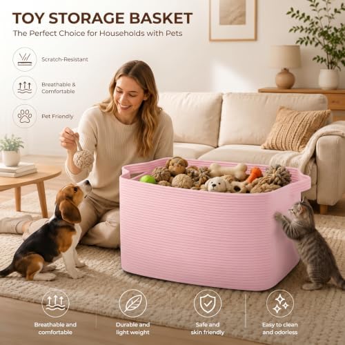 OIASKET 95L Extra Large Blanket Basket, 24" x 16.9" x 14.2" Woven Basket - Image 3