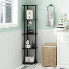 Furinno TURN-N-TUBE Corner Shelf Set of 2, 5-Tier Corner Bookshelf, Open Storage Shelves, for Organization and Storage, Living Room, Home Office, Garage, Dark Cherry - Image 2
