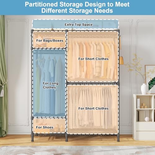 Ulif F7 Medium Clothes Rack, Clothing Racks for Hanging Clothes, Black - Image 5