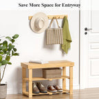 BAMBUROBA Bamboo Shoe Bench, 3-Tier Entryway Storage Rack,Natural - Image 3