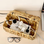 BTSKY Woven Cable Management Box with Lid Water Hyacinth Cord Organizer, L - Image 7