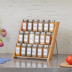 Orii 18 Jar Bamboo Compact Spice Rack with Spices Included & 5-Year Free Spice Refill Program for Countertop or Kitchen Drawer with Glass Jars - Image 4