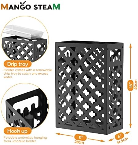 Mango Steam Trellis Umbrella Holder Stand for Home or Office Entryways (Black, Trellis) - Image 3