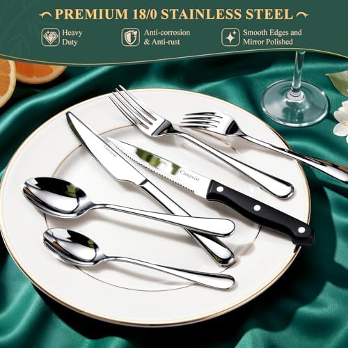 49-Piece Silverware Set with Bamboo Organizer,Flatware Utensil Set for 8 - Image 4