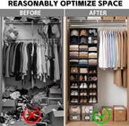 30 Section Hanging Shoe Organizer for Closet, Hanging Closet Organizer and Storage Space-Saving Foldable Clothes Shelf with Sturdy Hooks for Wardrobe, Dorm, Bedroom, Rv, Coffee - Image 6