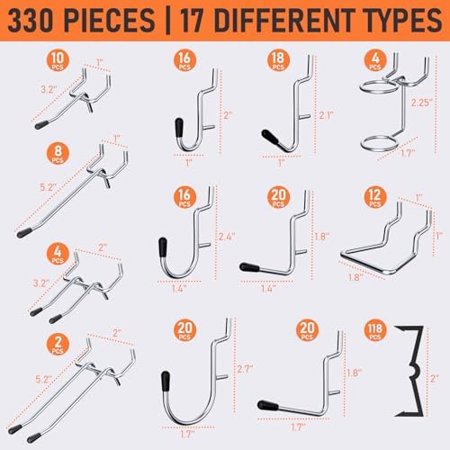INCLY 280PCS Upgraded Pegboard Hooks Assortment with Bins & Cups - Image 7
