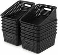 WYT 12-Pack Plastic Small Shelf Storage Weave Baskets for Organizing, Black by WYT