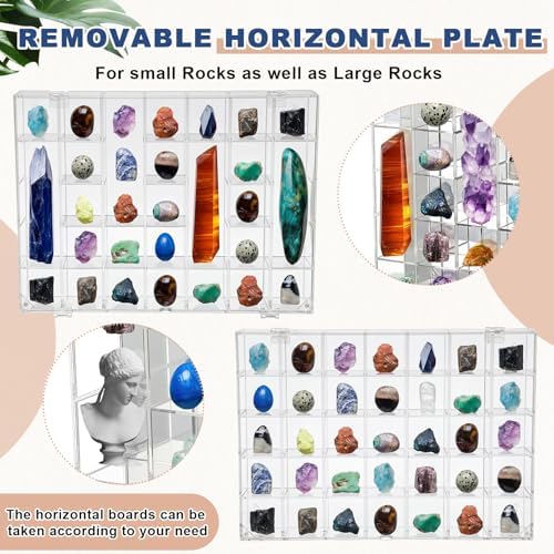 Cinnvoice Rock Display Case 35 Grids,Transparent Border, Square - Image 4