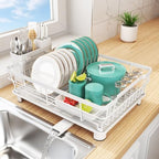 Dish Drying Rack for Kitchen Counter,12.8" W x 16.9" L,White by Ricobes