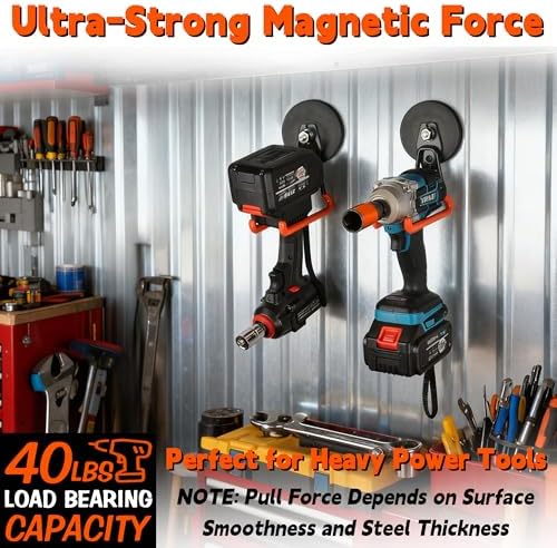 ULIBERMAGNET New Updated Strong Magnetic Hooks,2 Pack Heavy Duty Large Magnetic Hooks for Extension Cord, Cable, Hose, Power Cord,Rope,Drill,Jig Saw,Circular Saw,Garden Lawn Tools (Orange/3.46inch) - Image 4