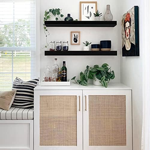 QEEIG Long Floating Shelves for Wall (Black, Set of 2, 35.4") - Image 2