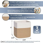 NaturalCozy Storage Cubes 11 Inch Cotton Rope Woven Baskets for Organizing, 3-Pack | Cube Storage Bin | Square Storage Baskets for Shelves Organizer, Classroom, Kids Toy Bins, Closet, Baby Nursery - Image 2
