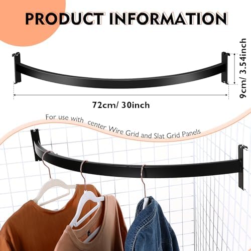 Yaocom 2 Pcs Quarter Circle Hangrail for Wire Grid - 30" L Hang Clothing or Other Merchandise Hanger Grid Wall Bracket for Retail Display Home Use Garage Craft Show Trade Show Business(Black) - Image 2